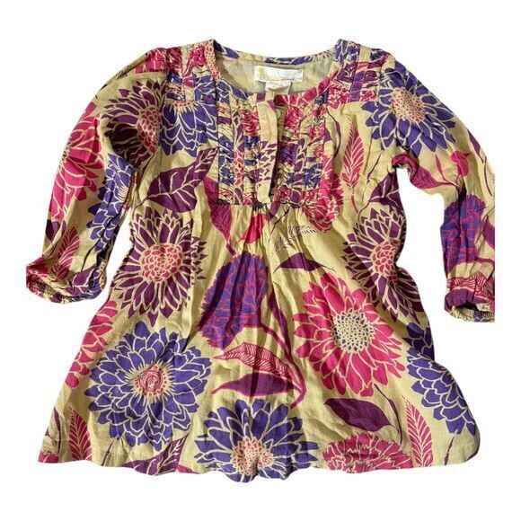 Masala Baby Other - Masala Baby‎ Floral Print Boho Cotton Tunic dress Purple Pink Indian 18-24 mths
